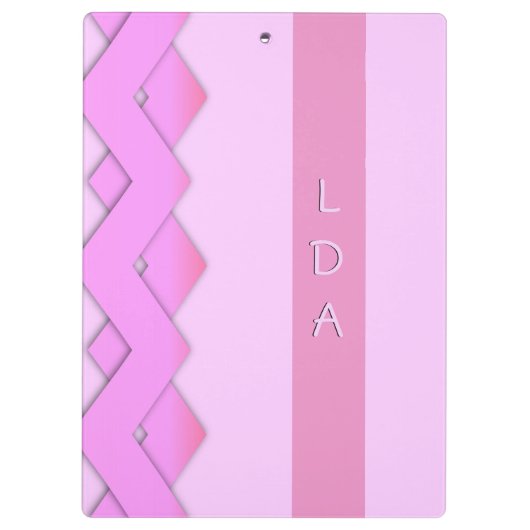 Roze Zigzag Monogram Clip Board Klembord (Achterkant)