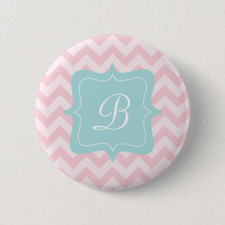 Roze Zigzag Monogram Ronde Button 5,7 Cm