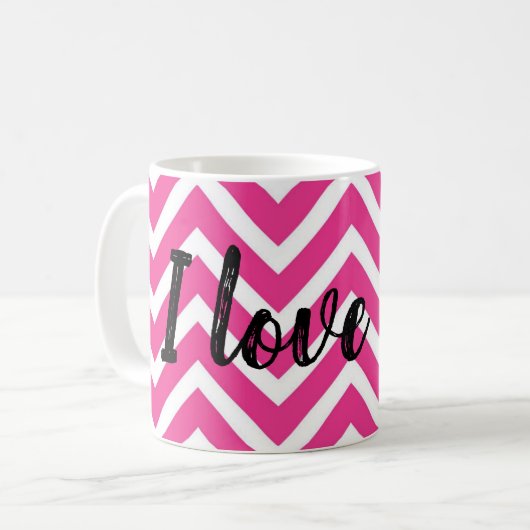 Roze zigzag-ontwerp koffiemok (Voorkant links)