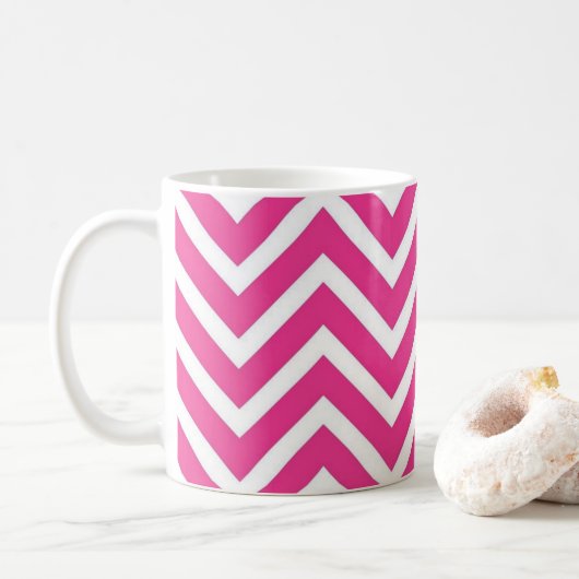 Roze zigzag patroon koffiemok (Met donut)
