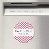 Roze Zigzag, Roze Chevron, Bat Mitzvah Magneet (Insitu (Vaatwasser))