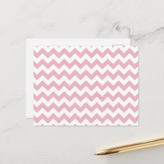 Roze Zigzag, Roze Chevron, Geometrisch Patroon Briefkaart (Voorkant / Achterkant in situ)