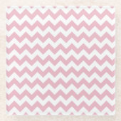 Roze Zigzag, Roze Chevron, Geometrisch Patroon Glazen Onderzetter (Voorkant)