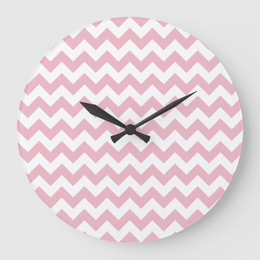 Roze Zigzag, Roze Chevron, Geometrisch Patroon Grote Klok (Voorkant)