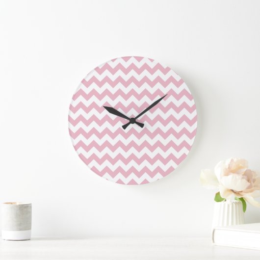 Roze Zigzag, Roze Chevron, Geometrisch Patroon Grote Klok (Huis)