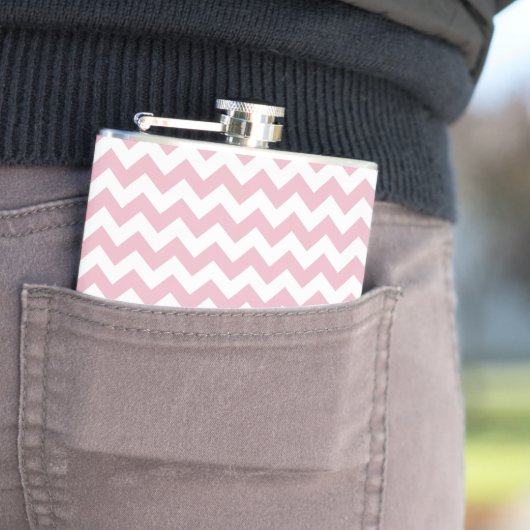 Roze Zigzag, Roze Chevron, Geometrisch Patroon Heupfles (Voorbeeld)