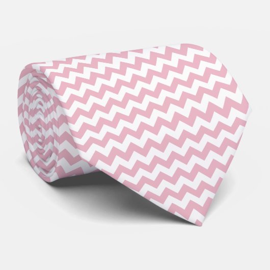 Roze Zigzag, Roze Chevron, Geometrisch Patroon Stropdas (Opgerold)