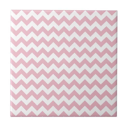 Roze Zigzag, Roze Chevron, Geometrisch Patroon Tegeltje (Voorkant)