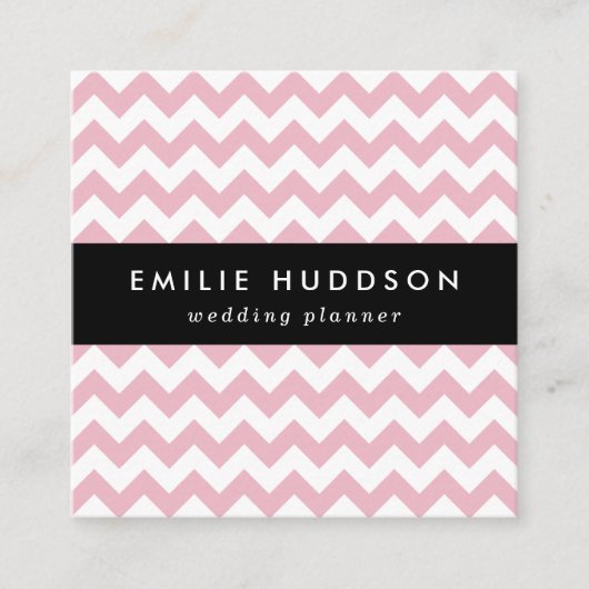 Roze Zigzag, Roze Chevron, Geometrisch Patroon Vierkante Visitekaartje (Voorkant)