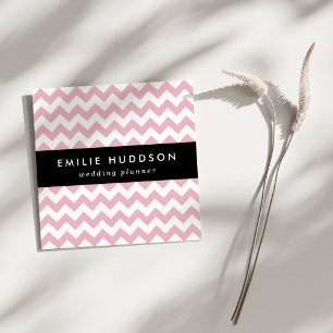 Roze Zigzag, Roze Chevron, Geometrisch Patroon Vierkante Visitekaartje
