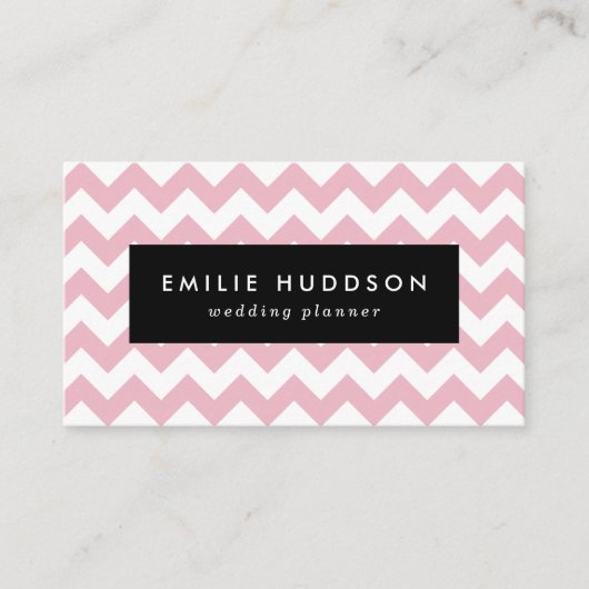 Roze Zigzag, Roze Chevron, Geometrisch Patroon Visitekaartje (Voorkant)