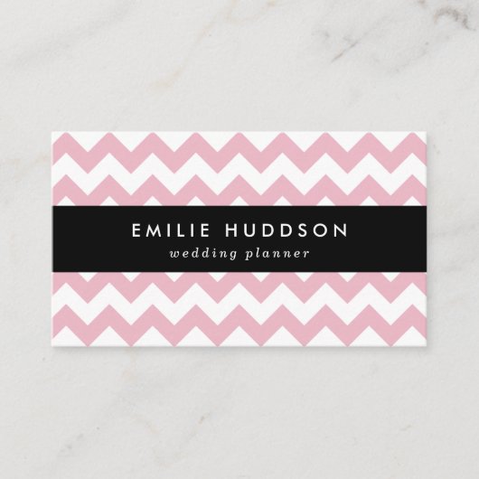 Roze Zigzag, Roze Chevron, Geometrisch Patroon Visitekaartje (Voorkant)