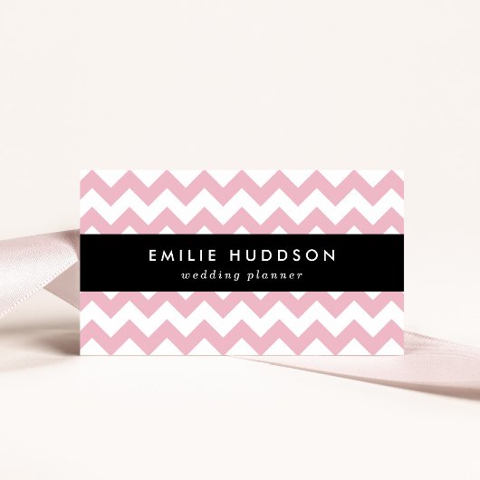 Roze Zigzag, Roze Chevron, Geometrisch Patroon Visitekaartje