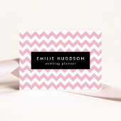 Roze Zigzag, Roze Chevron, Geometrisch Patroon Visitekaartje