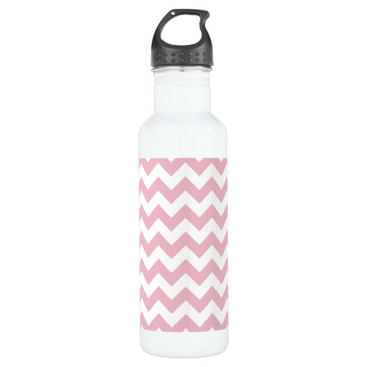 Roze Zigzag, Roze Chevron, Geometrisch Patroon Waterfles (Voorkant)