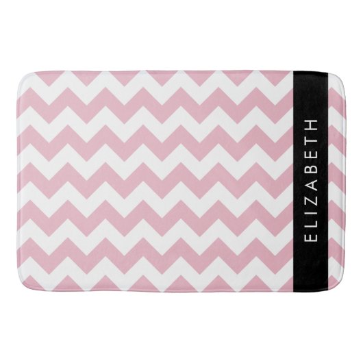 Roze Zigzag, Roze Chevron, Golfpatroon, Jouw naam Badmat (Voorkant)