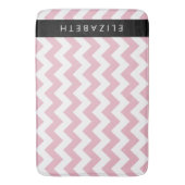 Roze Zigzag, Roze Chevron, Golfpatroon, Jouw naam Badmat (Voorkant Verticaal)