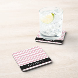 Roze Zigzag, Roze Chevron, Golfpatroon, Jouw naam Bier Onderzetter
