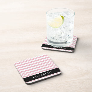 Roze Zigzag, Roze Chevron, Golfpatroon, Jouw naam Bier Onderzetter