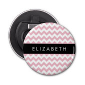 Roze Zigzag, Roze Chevron, Golfpatroon, Jouw naam Button Flesopener (Voorkant)