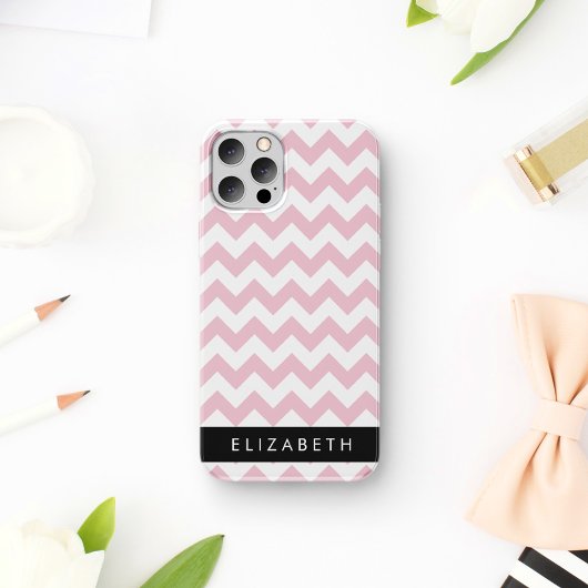 Roze Zigzag, Roze Chevron, Golfpatroon, Jouw naam Case-Mate iPhone Case