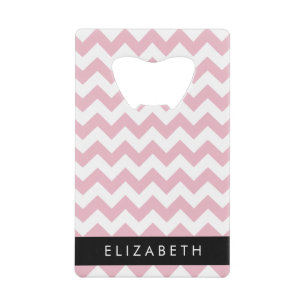 Roze Zigzag, Roze Chevron, Golfpatroon, Jouw naam Creditkaart Flessenopener