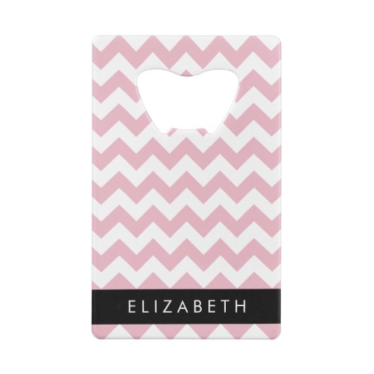 Roze Zigzag, Roze Chevron, Golfpatroon, Jouw naam Creditkaart Flessenopener (Achterkant)