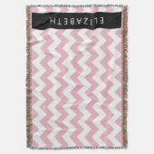 Roze Zigzag, Roze Chevron, Golfpatroon, Jouw naam Deken (Voorkant Verticaal)