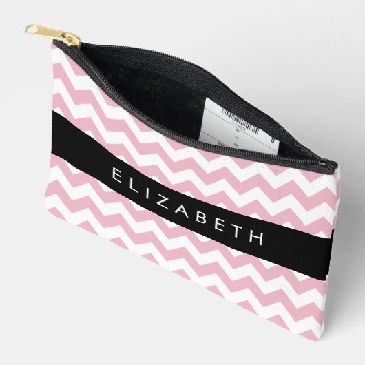 Roze Zigzag, Roze Chevron, Golfpatroon, Jouw naam Etui (Open)