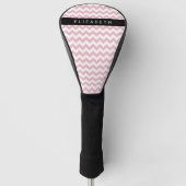 Roze Zigzag, Roze Chevron, Golfpatroon, Jouw naam Golfheadcover (Voorkant)