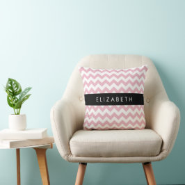 Roze Zigzag, Roze Chevron, Golfpatroon, Jouw naam Kussen