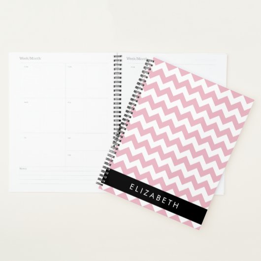Roze Zigzag, Roze Chevron, Golfpatroon, Jouw naam Planner (Display)