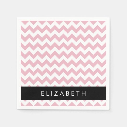 Roze Zigzag, Roze Chevron, Golfpatroon, Jouw naam Servet (Voorkant)
