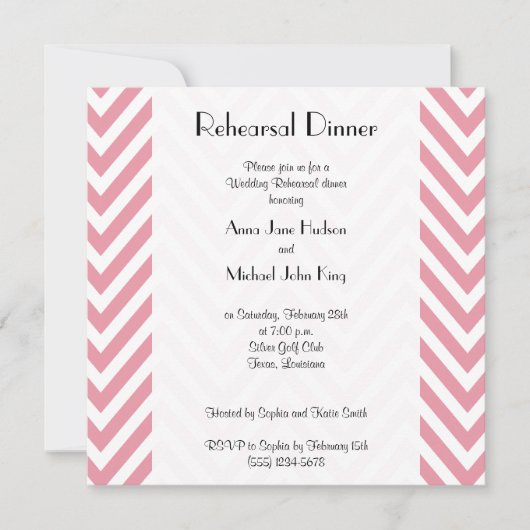 Roze zigzag, roze Chevron, repetitief diner Kaart (Voorkant)