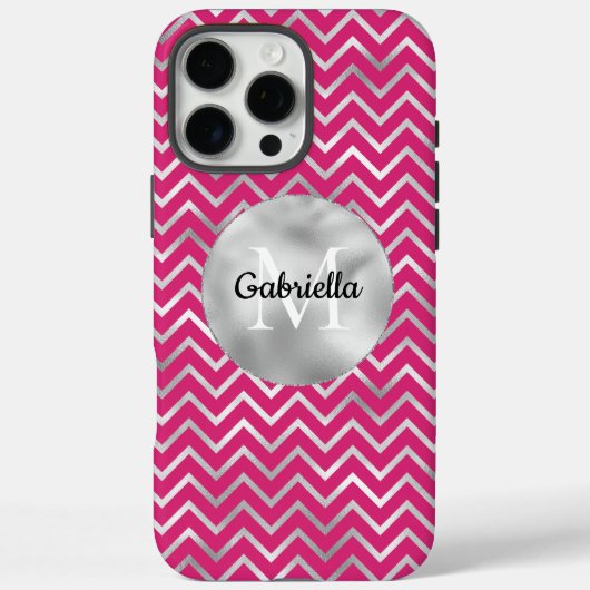 Roze Zigzag Stripes Monogram Case-Mate iPhone Case (Achterkant)