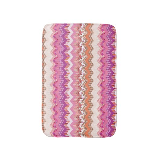 Roze zigzagachtergrond badmat (Voorkant Verticaal)