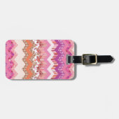 Roze zigzagachtergrond bagagelabel (Voorkant horizontaal)