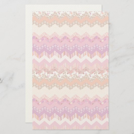 Roze zigzagachtergrond briefpapier (Voorkant / Achterkant)