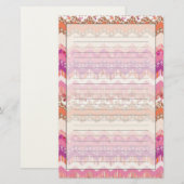Roze zigzagachtergrond briefpapier (Voorkant / Achterkant)