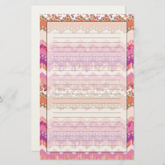 Roze zigzagachtergrond briefpapier (Voorkant / Achterkant)