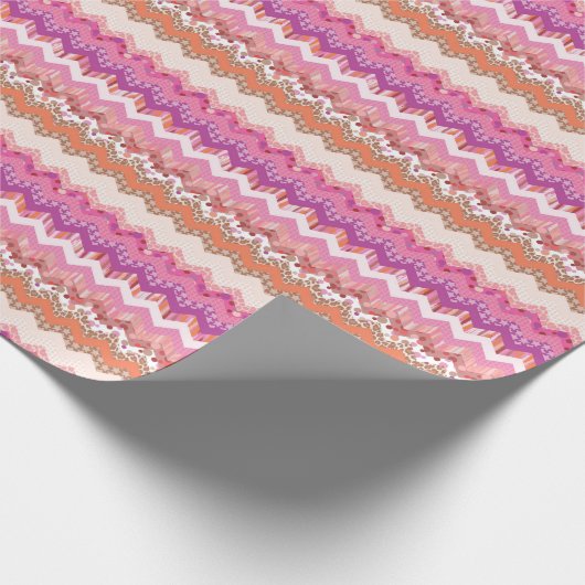 Roze zigzagachtergrond cadeaupapier (Hoek)