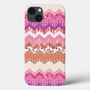 Roze zigzagachtergrond iPhone 13 hoesje