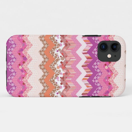 Roze zigzagachtergrond Case-Mate iPhone case (Achterkant (horizontaal))
