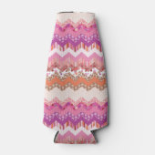 Roze zigzagachtergrond flesjeskoeler (Voorkant)