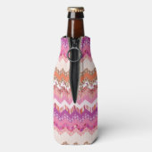 Roze zigzagachtergrond flesjeskoeler (Fles Achterkant)