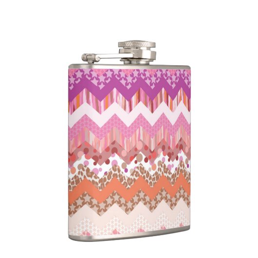 Roze zigzagachtergrond heupfles (Rechts)