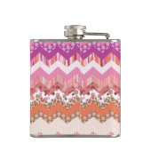 Roze zigzagachtergrond heupfles (Achterkant)