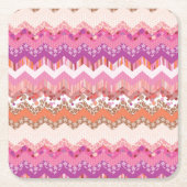 Roze zigzagachtergrond kartonnen onderzetters (Voorkant)