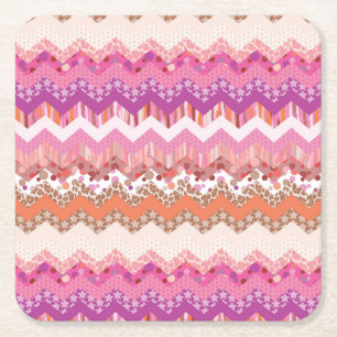 Roze zigzagachtergrond kartonnen onderzetters