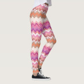 Roze zigzagachtergrond leggings (Rechts)